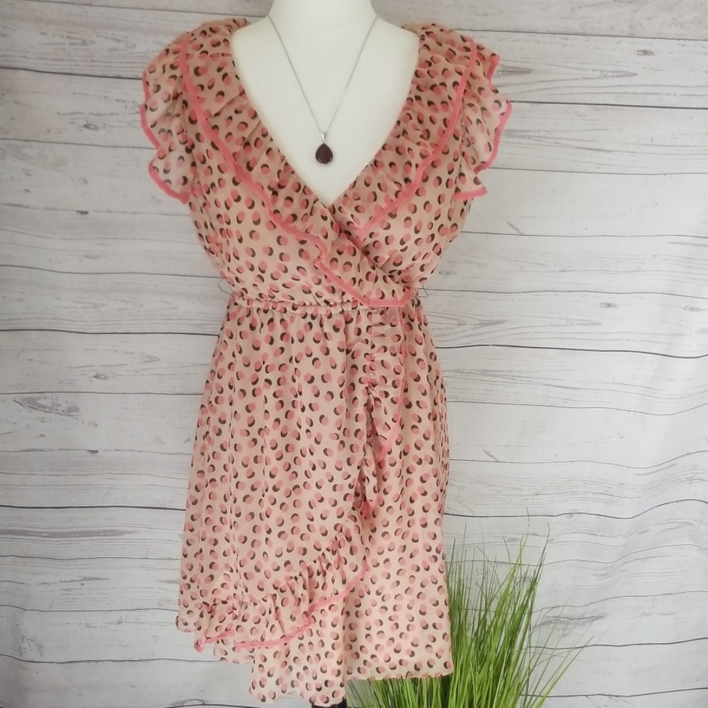 Pink/brown ruffle dress from h&m